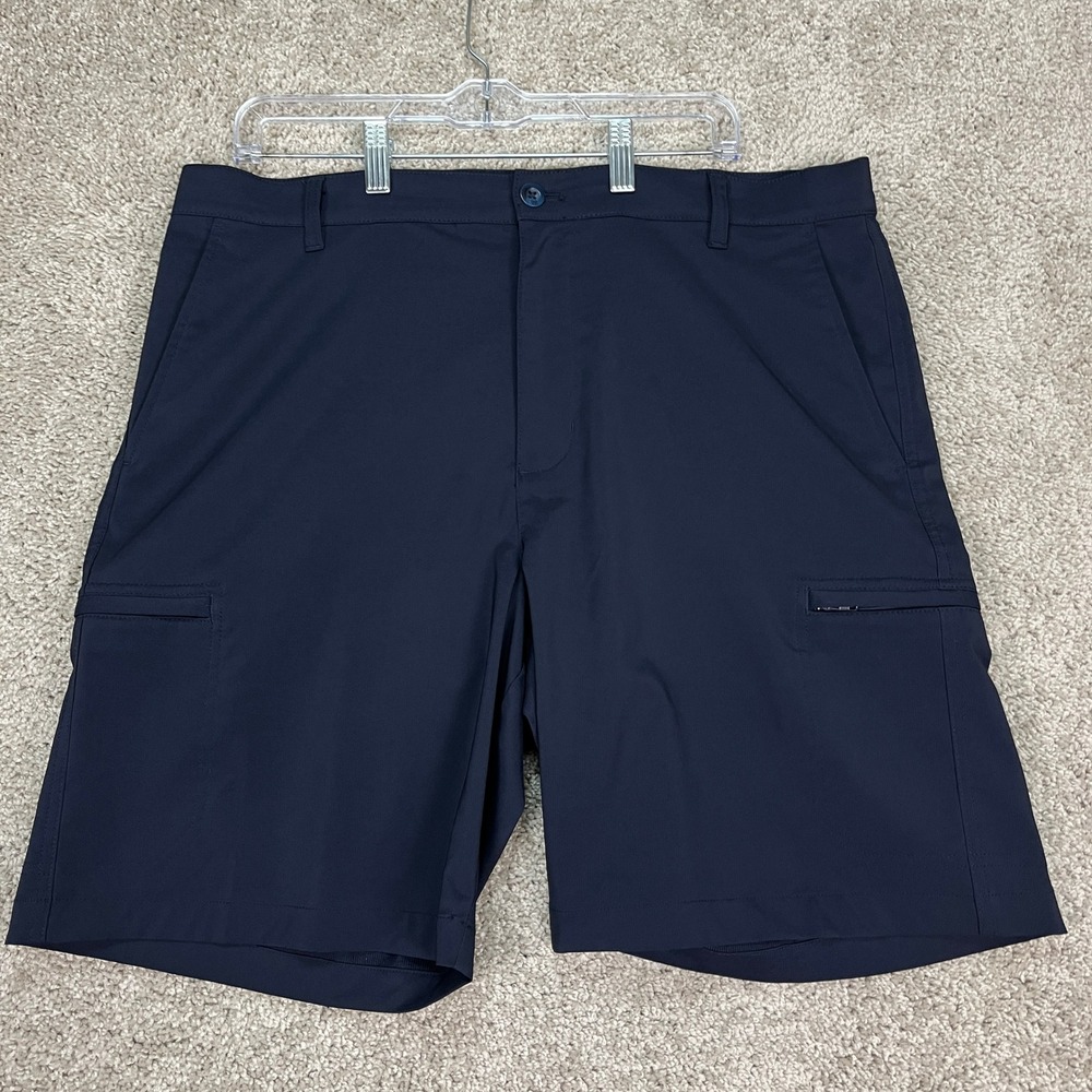 Chaps Shorts Mens 36 Navy Blue Golf Performance‎ Side Zip Pocket Flat Front